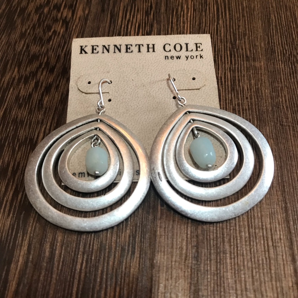 NWT Kenneth Cole Brushed Silver Semi-Precious Stone earrings